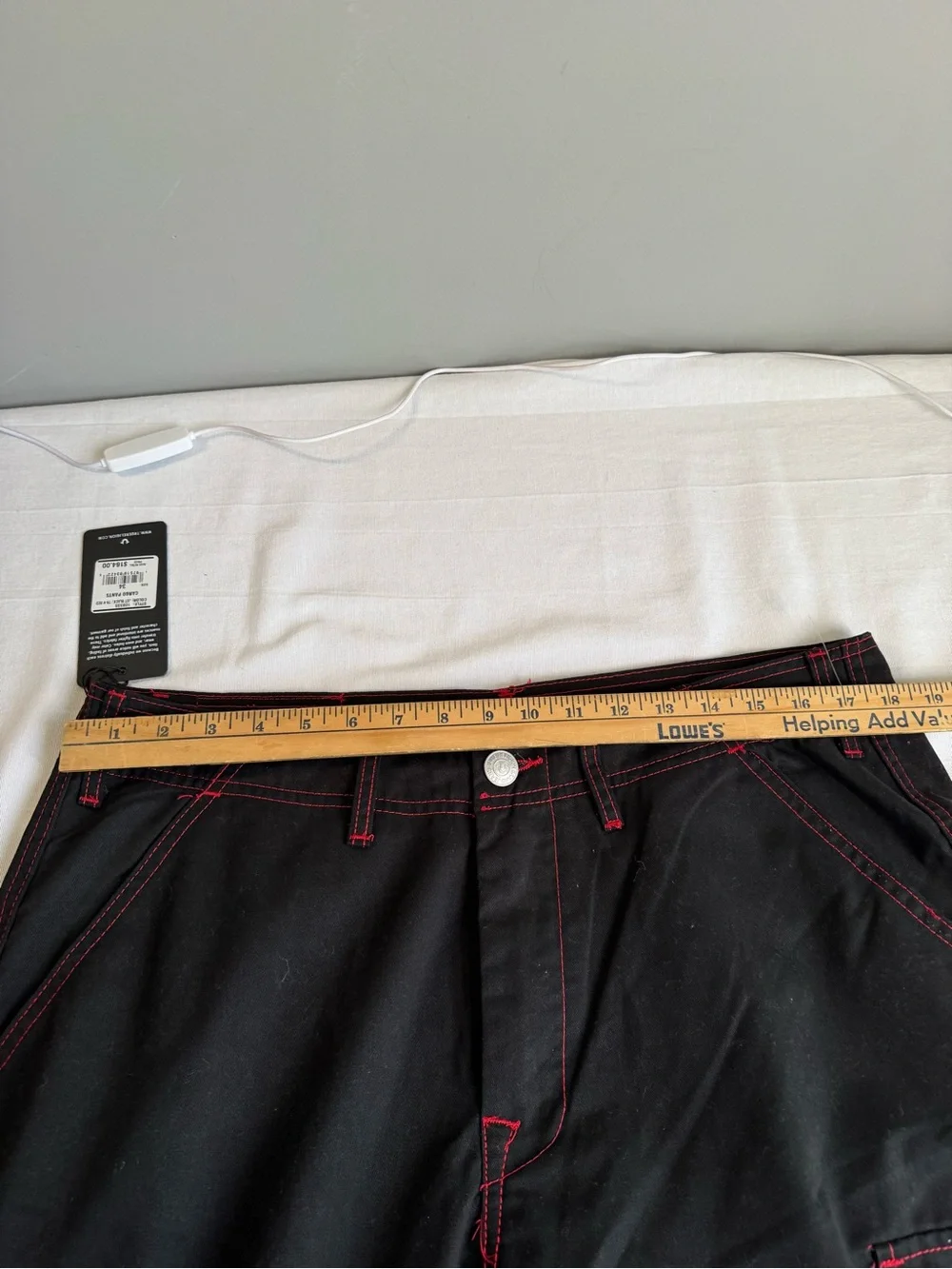 True Religion Style 108335 Black Cargo Pants with Red Stitching Size 34
